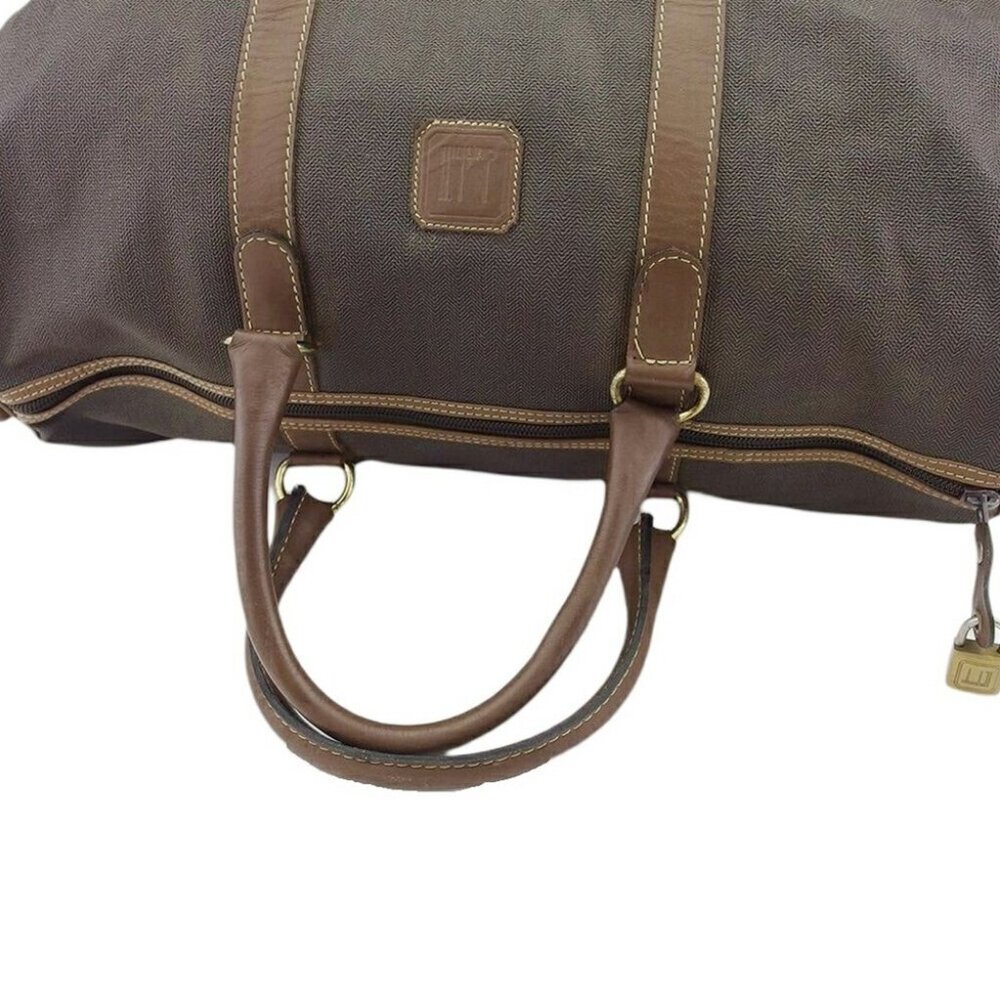 Dunhill Boston bag Gray Brown Gold Women Authentic secondhand